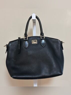 Dooney & Bourke Pebble Grain Large Zip Satchel Black Leather Shoulder Bag